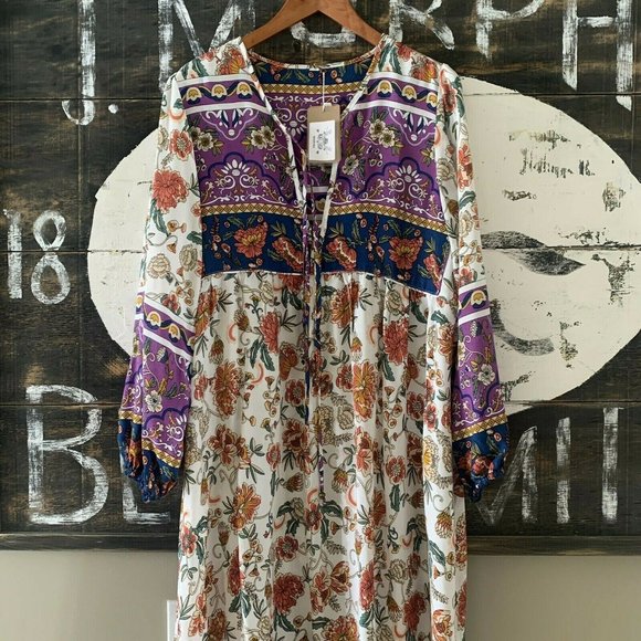 New Boho Floral Midi Maxi Bohemian Dress - Picture 5 of 10